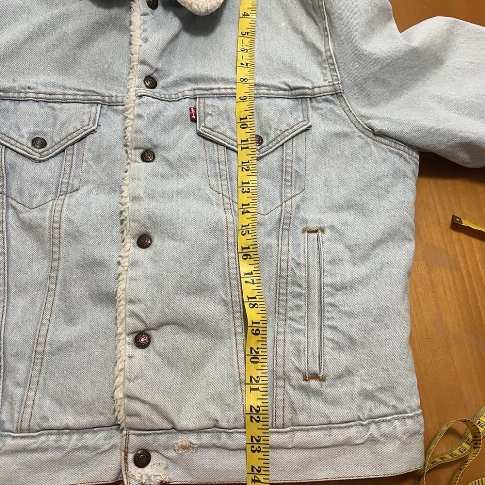 Vintage Levi’s 70608 Sherpa Trucker Jacket USA Made – Snap Front- 42R - Rare 80s - Picture 5 of 13